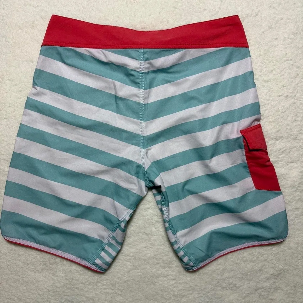 Billabong Platinum X PX3 Board Shorts Mens 32 Teal White Striped AD011-507